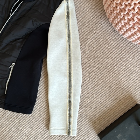 Bomber jacket.  Black and cream.  Interesting detail on sleeves. - Picture 4 of 4